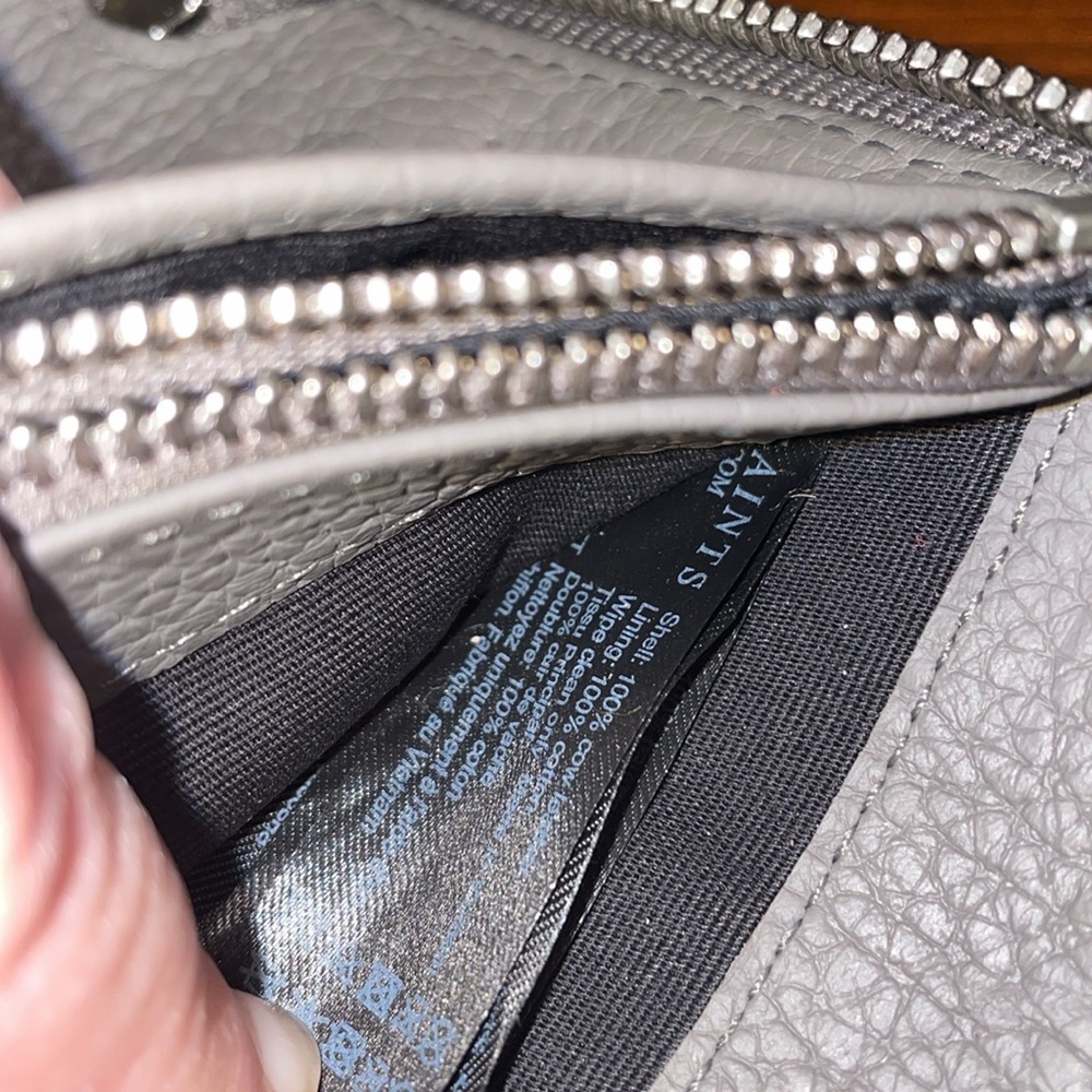 ALLSAINTS gray pebbled leather Long Wallet zippy with wristlet WLT2 - Picture 10 of 10